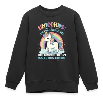 Einhörner: Die einzigen Lebewesen, die Glitzer erzeugen können - Kinder Premium Organic Sweatshirt - Schwarz - Vorne - AI Model Kid Female (0cm)
