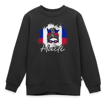 Haïti - Sweat Premium enfant bio - noir - Devant - AI Model Kid Female (0cm)