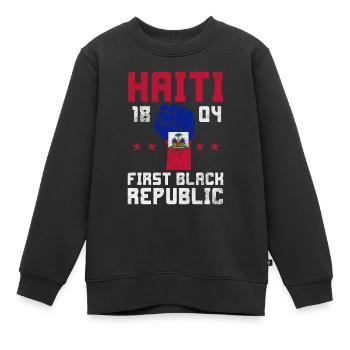 Haïti - Sweat Premium enfant bio - noir - Devant - AI Model Kid Female (0cm)