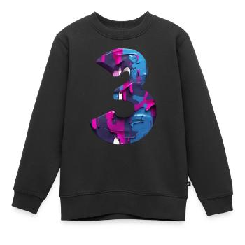 NUMMER 3 NR. 3 COOL 3. GEBURTSTAG - Kinder Premium Organic Sweatshirt - Schwarz - Vorne - AI Model Kid Female (0cm)