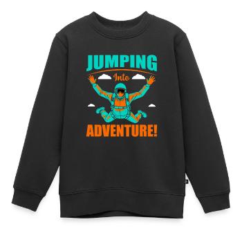Stürze dich ins Abenteuer! - Kinder Premium Organic Sweatshirt - Schwarz - Vorne - AI Model Kid Female (0cm)