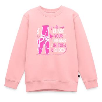 Verfolge deine Träume in Zehenschuhen - Kinder Premium Organic Sweatshirt - Rosa - Vorne - AI Model Kid Female (0cm)