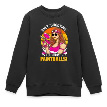 Nur das "Schießen" befürworte ich: Paintballs! - Kinder Premium Organic Sweatshirt - Schwarz - Vorne - AI Model Kid Female (0cm)