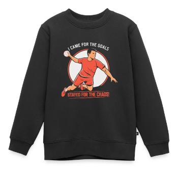 Ich bin wegen der Tore gekommen, bin wegen des Chaos geblieben! - Kinder Premium Organic Sweatshirt - Schwarz - Vorne - AI Model Kid Female (0cm)