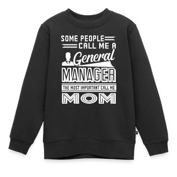 General Manager Mom - Kids Premium Organic Sweatshirt - black - Front - AI Model Kid Female (0cm)