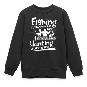 Hunting Solves The Rest - Kids Premium Organic Sweatshirt - black - Front - AI Model Kid Female (0cm)