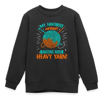 Mein Lieblingstraining? Stricken mit schwerem Garn! - Kinder Premium Organic Sweatshirt - Schwarz - Vorne - AI Model Kid Female (0cm)