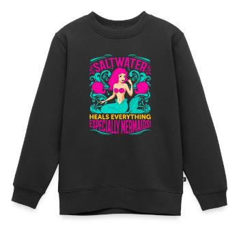 L’eau salée guérit tout, surtout les sirènes ! - Sweat Premium enfant bio - noir - Devant - AI Model Kid Female (0cm)