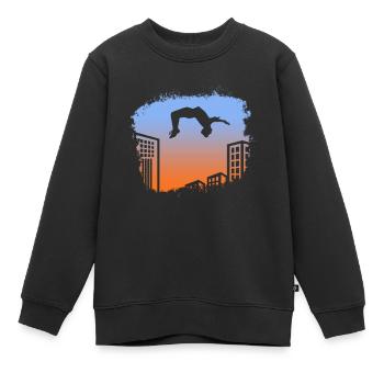 Backflip Salto Acrobaties Parkour Gymnastique Cadeau - Sweat Premium enfant bio - noir - Devant - AI Model Kid Female (0cm)