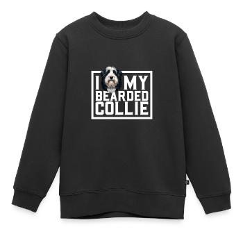 Ich liebe meinen Bearded Collie - Kinder Premium Organic Sweatshirt - Schwarz - Vorne - AI Model Kid Female (0cm)