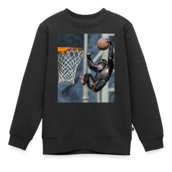 Schimpanse Basketball - Kinder Premium Organic Sweatshirt - Schwarz - Vorne - AI Model Kid Female (0cm)