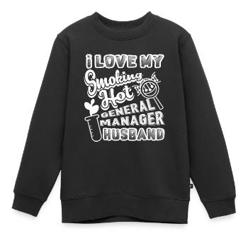 General Manager I Love My General Manager Husband - Kids Premium Organic Sweatshirt - black - Front - AI Model Kid Female (0cm)