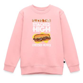 Dünn geschnitten - Philly Cheesesteak - Kinder Premium Organic Sweatshirt - Rosa - Vorne - AI Model Kid Female (0cm)