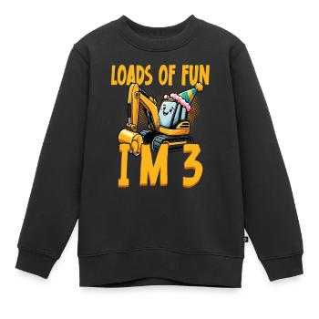 Jede Menge Spaß Ich Bin 3 Bagger Geburtstag - Kinder Premium Organic Sweatshirt - Schwarz - Vorne - AI Model Kid Female (0cm)