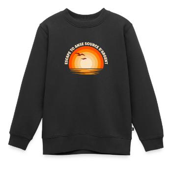I'm fleeing to Anse Source d'Argent - Kids Premium Organic Sweatshirt - black - Front - AI Model Kid Female (0cm)