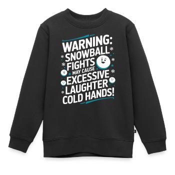 Avertissement : les batailles de boules de neige peuvent provoquer des rires excessifs - Sweat Premium enfant bio - noir - Devant - AI Model Kid Female (0cm)