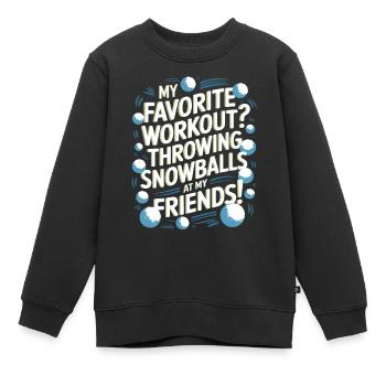 Mein Lieblingstraining? Schneebälle auf meine Pommes werfen - Kinder Premium Organic Sweatshirt - Schwarz - Vorne - AI Model Kid Female (0cm)