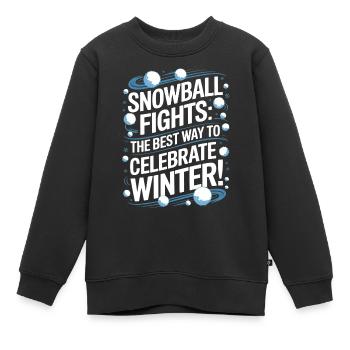 Batailles de boules de neige : la meilleure façon de célébrer l’hiver ! - Sweat Premium enfant bio - noir - Devant - AI Model Kid Female (0cm)