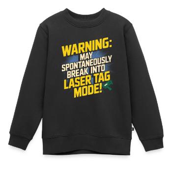 Warnung: Kann spontan in Lasertag einbrechen - Kinder Premium Organic Sweatshirt - Schwarz - Vorne - AI Model Kid Female (0cm)