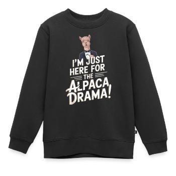 Ich bin nur wegen des Alpaka-Dramas hier! - Kinder Premium Organic Sweatshirt - Schwarz - Vorne - AI Model Kid Female (0cm)