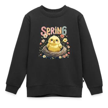Süßes Frühlings Küken im Nest - Kinder Premium Organic Sweatshirt - Schwarz - Vorne - AI Model Kid Female (0cm)