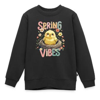 Süßes Frühlings Küken im Nest - Kinder Premium Organic Sweatshirt - Schwarz - Vorne - AI Model Kid Female (0cm)