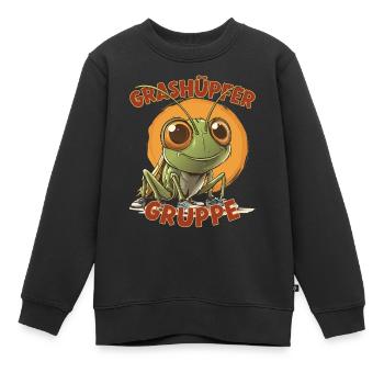 Cartoon Grashüpfergruppe Kindergarten Gruppentier - Kinder Premium Organic Sweatshirt - Schwarz - Vorne - AI Model Kid Female (0cm)