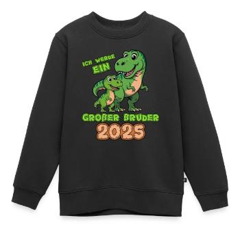 Schwangerschaft verkünden Werdender Bruder 2025 - Kinder Premium Organic Sweatshirt - Schwarz - Vorne - AI Model Kid Female (0cm)