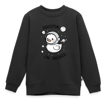 Houston, Ich Bin Ducked – Space Gag - Kinder Premium Organic Sweatshirt - Schwarz - Vorne - AI Model Kid Female (0cm)