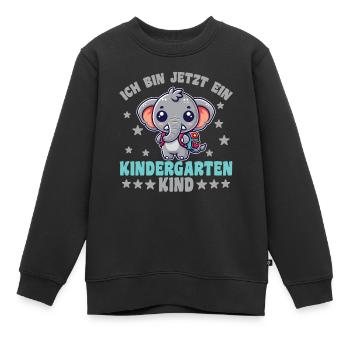 Kindergarten Elefant Ich bin jetzt ein - Kinder Premium Organic Sweatshirt - Schwarz - Vorne - AI Model Kid Female (0cm)