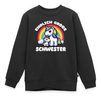 Grande sœur 2026 Licorne Frères et sœurs - Sweat Premium enfant bio - noir - Devant - AI Model Kid Female (0cm)