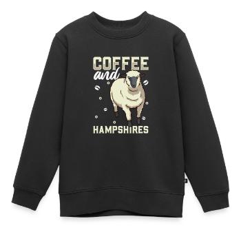 Café et moutons du Hampshire - Sweat Premium enfant bio - noir - Devant - AI Model Kid Female (0cm)