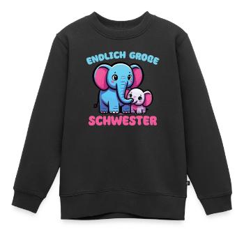 Grande soeur 2026 éléphant frère animal - Sweat Premium enfant bio - noir - Devant - AI Model Kid Female (0cm)
