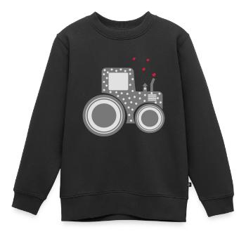 traktor gepunktet mit herzen - Kinder Premium Organic Sweatshirt - Schwarz - Vorne - AI Model Kid Female (0cm)
