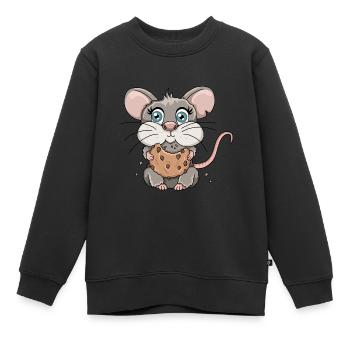 Illustration de dessin animé de miettes de biscuits de souris mignonne - Sweat Premium enfant bio - noir - Devant - AI Model Kid Female (0cm)