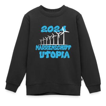 Ship of Fools Utopia, année 2024 - Sweat Premium enfant bio - noir - Devant - AI Model Kid Female (0cm)