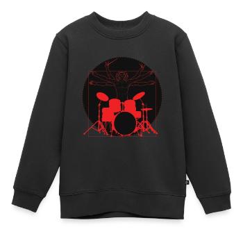 Da Vinci Schlagzeuger - Kinder Premium Organic Sweatshirt - Schwarz - Vorne - AI Model Kid Female (0cm)