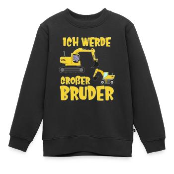 Ich werde bald großer Bruder Bagger Baustelle - Kinder Premium Organic Sweatshirt - Schwarz - Vorne - AI Model Kid Female (0cm)