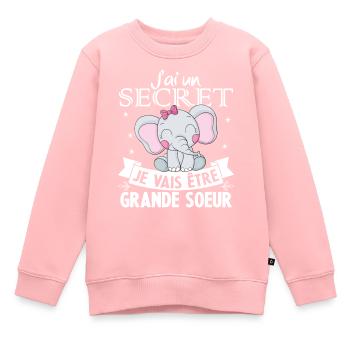 J'ai un secret je vais être grande soeur - Sweat Premium enfant bio - rose - Devant - AI Model Kid Female (0cm)