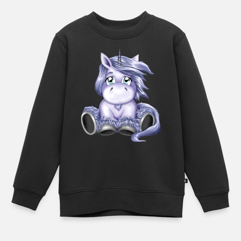 Poulain Licorne Violet Poney Mignon - Sweat Premium enfant bio - noir