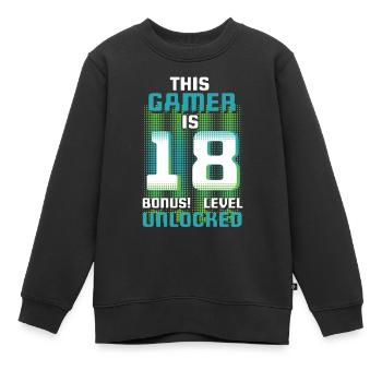 This Gamer Is Video Game Lover Gamer Age 18 - Kids Premium Organic Sweatshirt - black - Front - AI Model Kid Female (0cm)