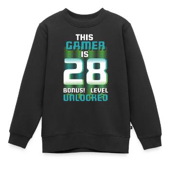 This Gamer Is Video Game Lover Gamer Age 28 - Kids Premium Organic Sweatshirt - black - Front - AI Model Kid Female (0cm)