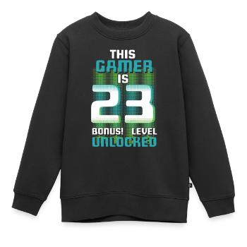 This Gamer Is Video Game Lover Gamer Age 23 - Kids Premium Organic Sweatshirt - black - Front - AI Model Kid Female (0cm)
