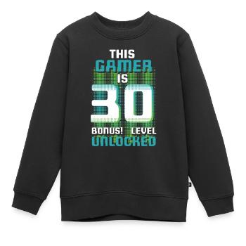 This Gamer Is Video Game Lover Gamer Age 30 - Kids Premium Organic Sweatshirt - black - Front - AI Model Kid Female (0cm)