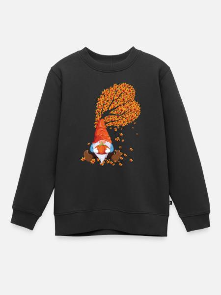 Pumpkin Gnomes Fall Thanksgiving Season Autumn - Kids Premium Organic Sweatshirt - black