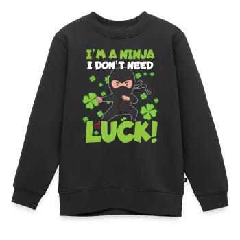 Ninja Glück Kind Japan Klee Saint Patrick Tag - Kinder Premium Organic Sweatshirt - Schwarz - Vorne - AI Model Kid Female (0cm)