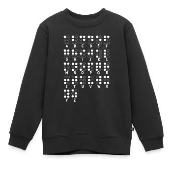 Cécité Lettre Braille Langue Braille Alphabet - Sweat Premium enfant bio - noir - Devant - AI Model Kid Female (0cm)