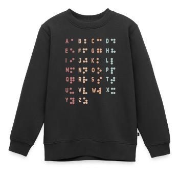 Rétro Lettre Braille Langue Braille Alphabet - Sweat Premium enfant bio - noir - Devant - AI Model Kid Female (0cm)
