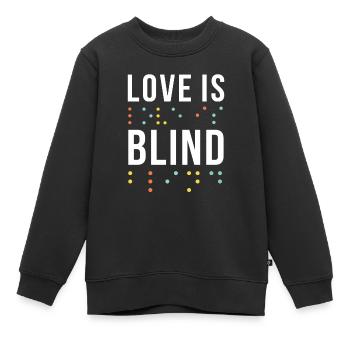 Love Braille Alphabet Braille Language Braille - Sweat Premium enfant bio - noir - Devant - AI Model Kid Female (0cm)