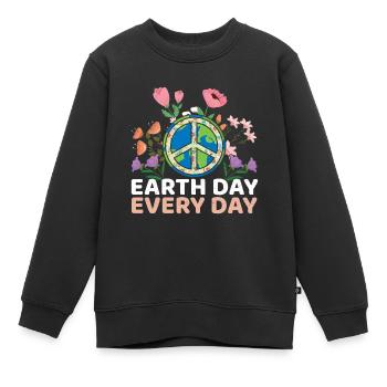 Oceans Day Love Peace Everyday Earth Day - Kinder Premium Organic Sweatshirt - Schwarz - Vorne - AI Model Kid Female (0cm)